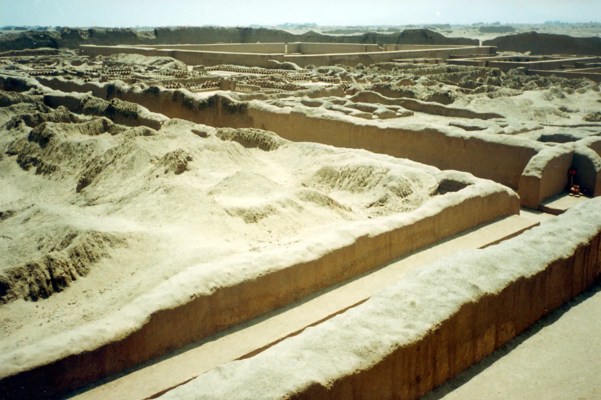 The adobe walls and compounds of Chan Chan, the Chimú capital outside Trujillo