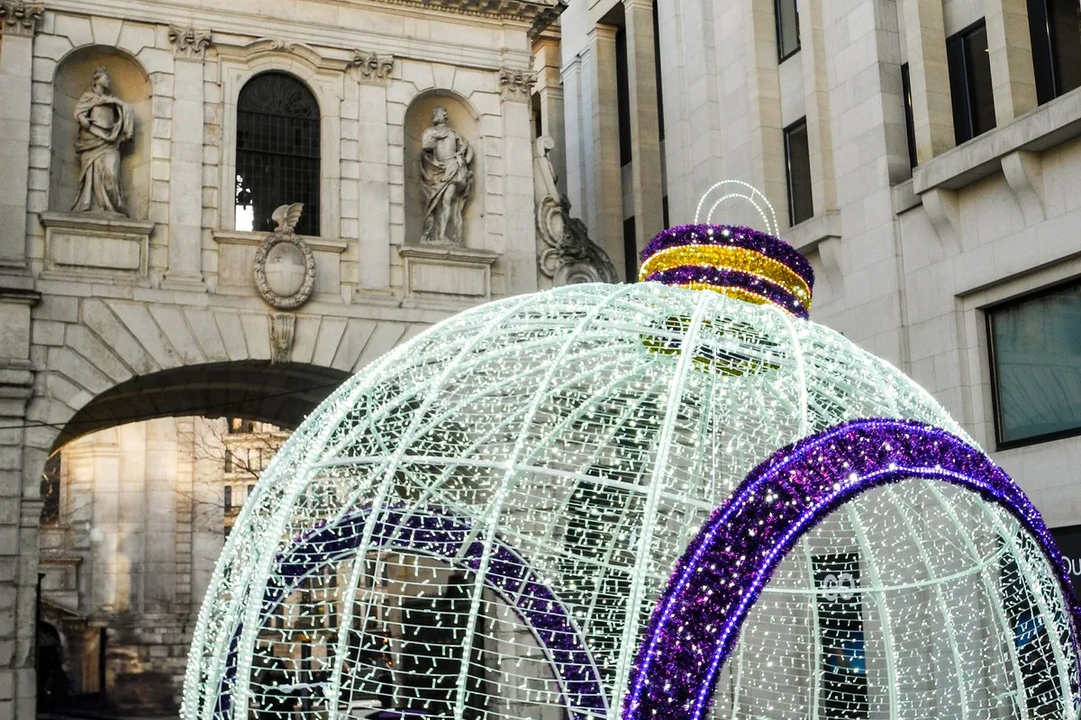 An Advent light installation glowing in a stone passage in Zagreb's centre