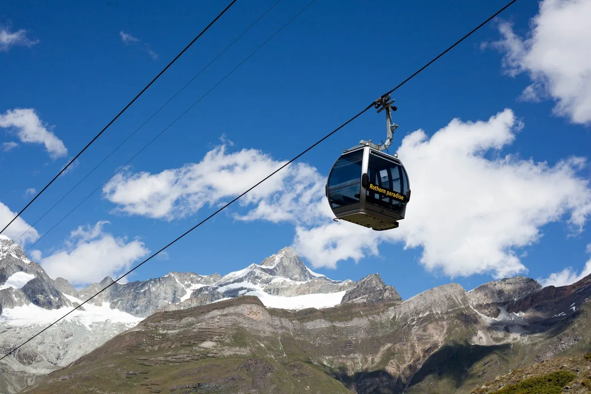 A cable car above the alpine landscape near Zermatt