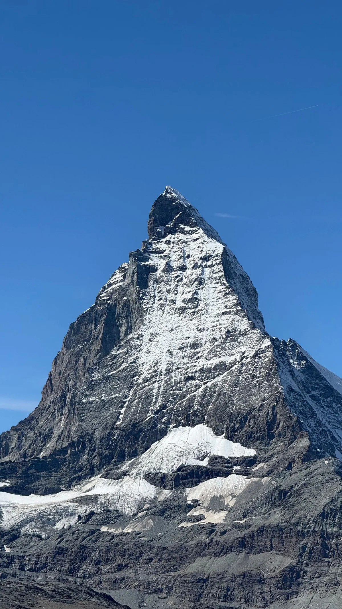 The Matterhorn above Zermatt, Switzerland, under a clear blue sky